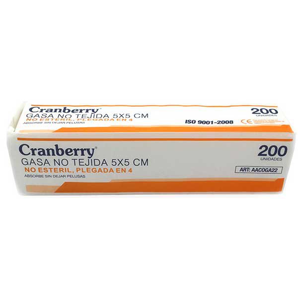 Gasas 5x5 Cranberry 200 Unidades